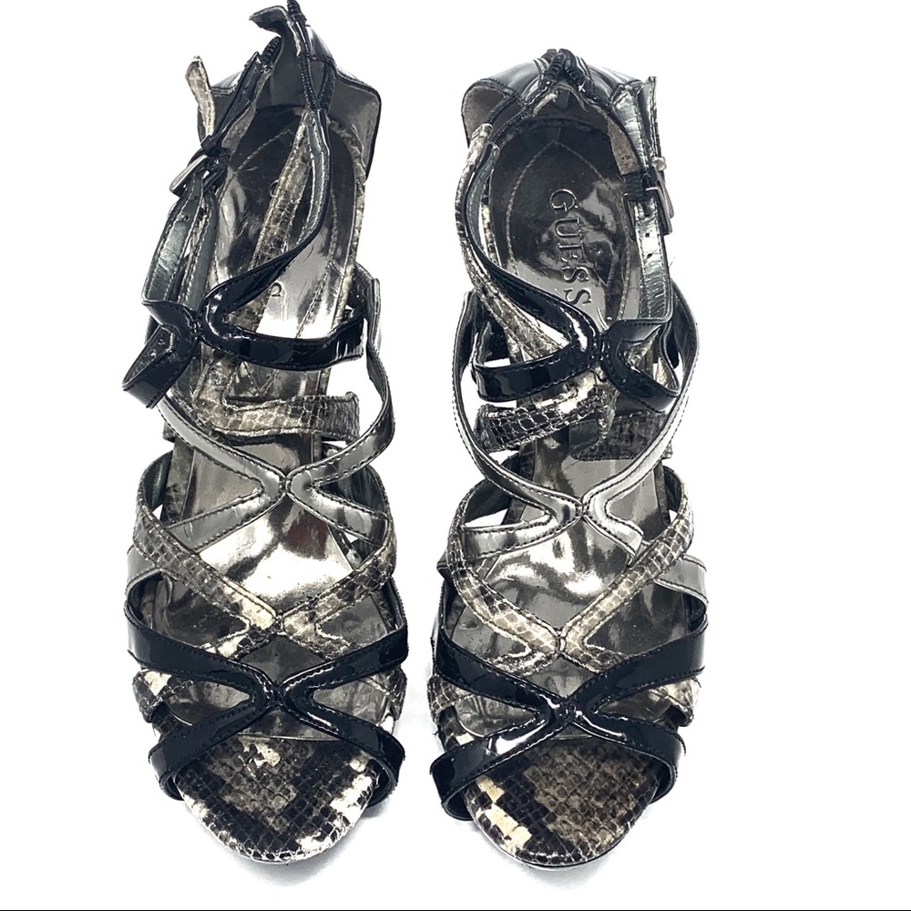 Guess Women Patent Leather Snake Skin Print Heels